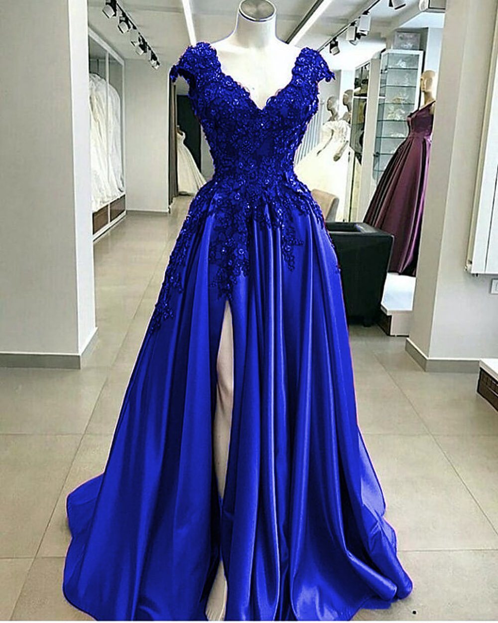 Designer Abendkleider Blau | Abiballkleider Lang Günstig Online