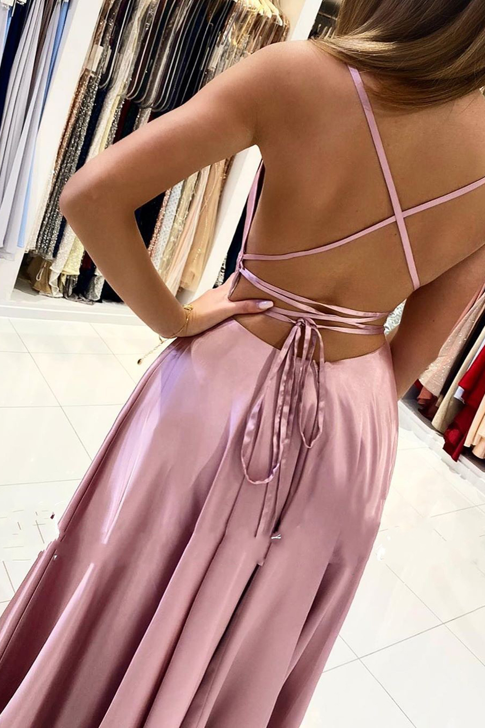 Schlichte Abendkleider Lang Rosa | Abendmoden Online Kaufen