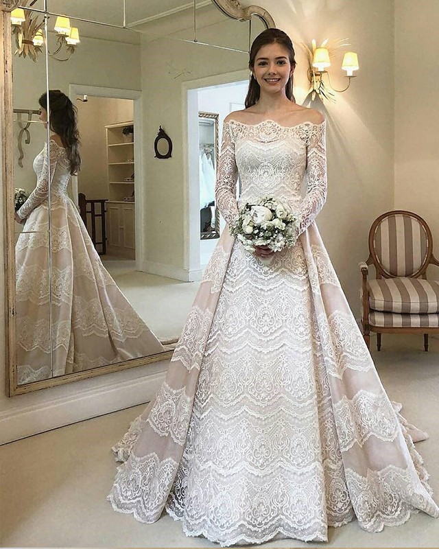 Elegante Brautkleider Mit Ärmel | Spitze Hochzeitskleider Günstig Online-babyonlinedressde