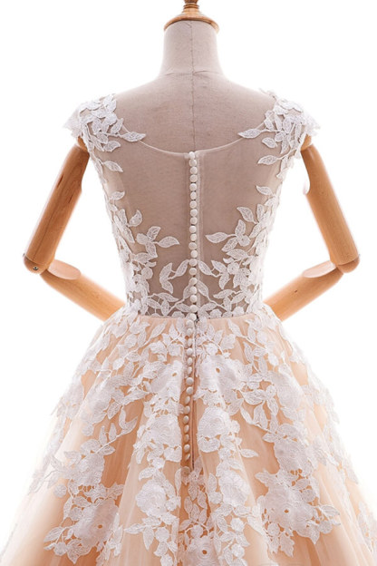 Champagne Brautkleider A Linie | Hochzeitskleider Spitze Online