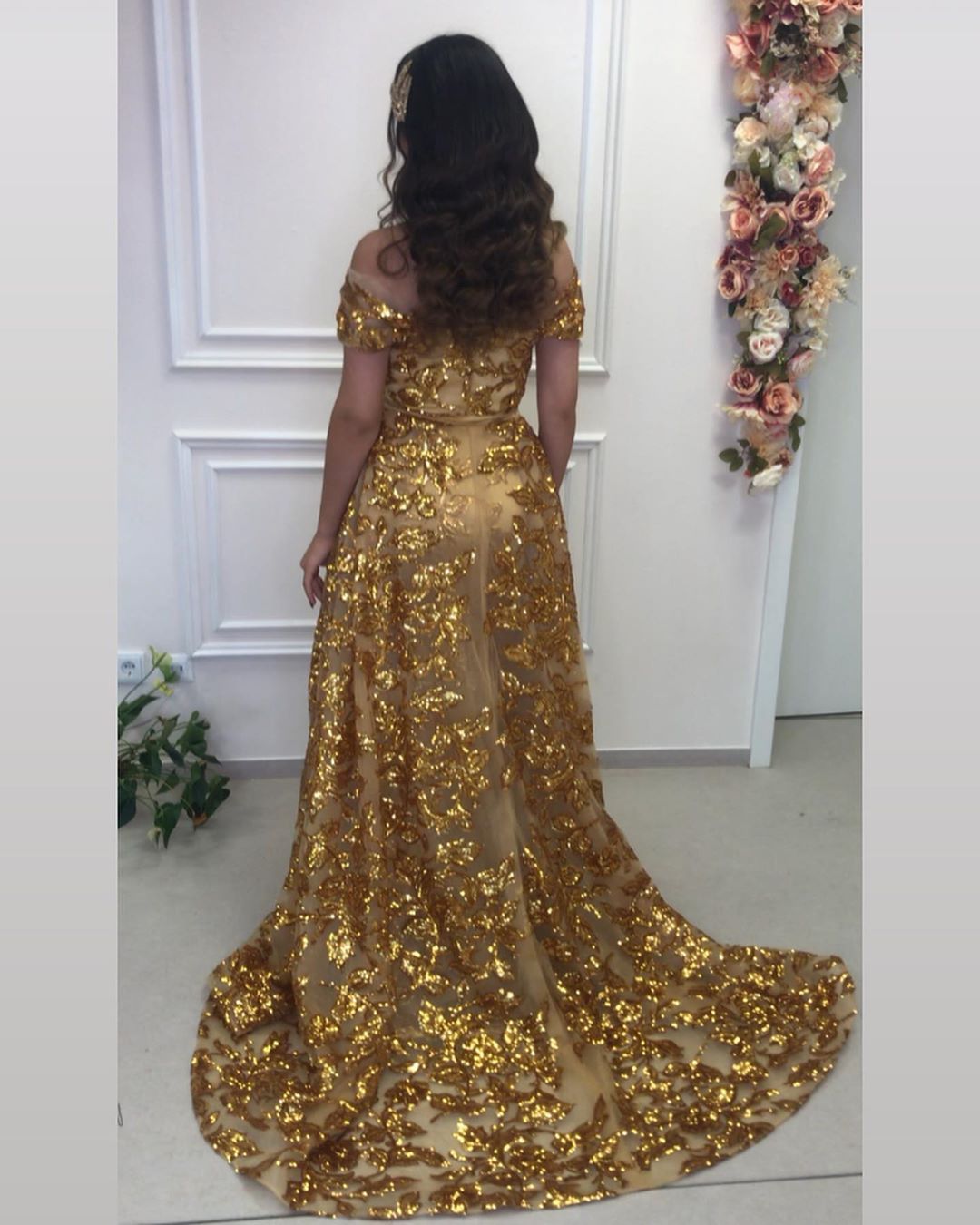 Gold Abendkleider Luxus | Abiballkleider Lang Glitzer Online