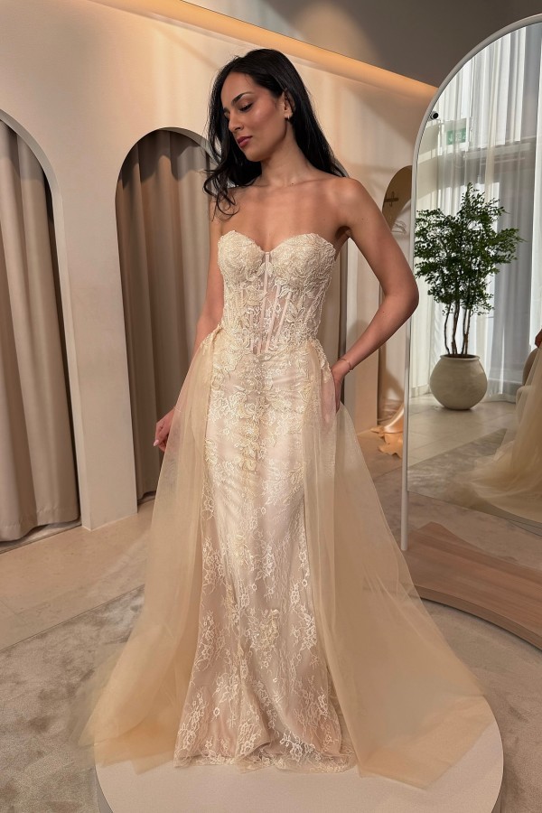 Champagner Abendkleid Lang Spitze Ballkleid Abendmoden Glitzer