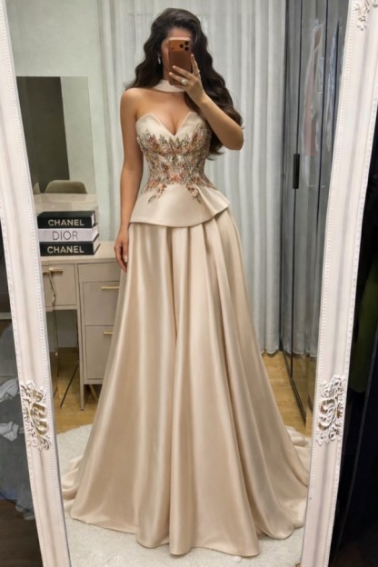 Champagner Abendkleider Lang Glitzer Ballkleider Abendmoden Online