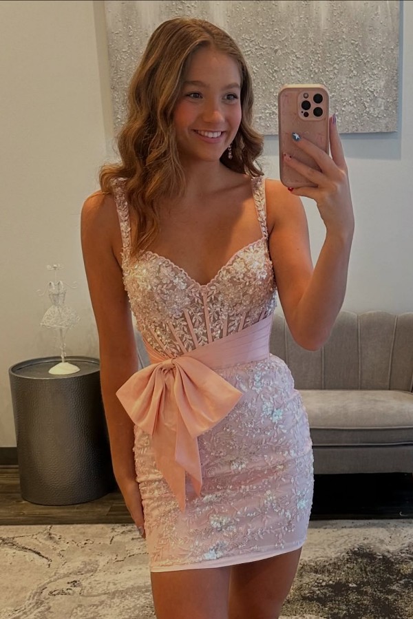 Himmel Blau Cocktailkleider Kurz Glitzer Partykleider Abiballkleider Spitze-babyonlinedressde