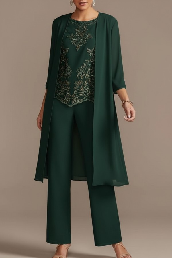 Designer Brautmutter Hoesenanzug | Brautmutterkleider Chiffon 3 Teilig