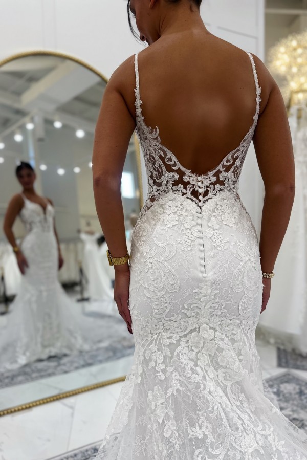 Elegante Hochzeitskleider Meerjungfrau Stil Spitze Brautkleider