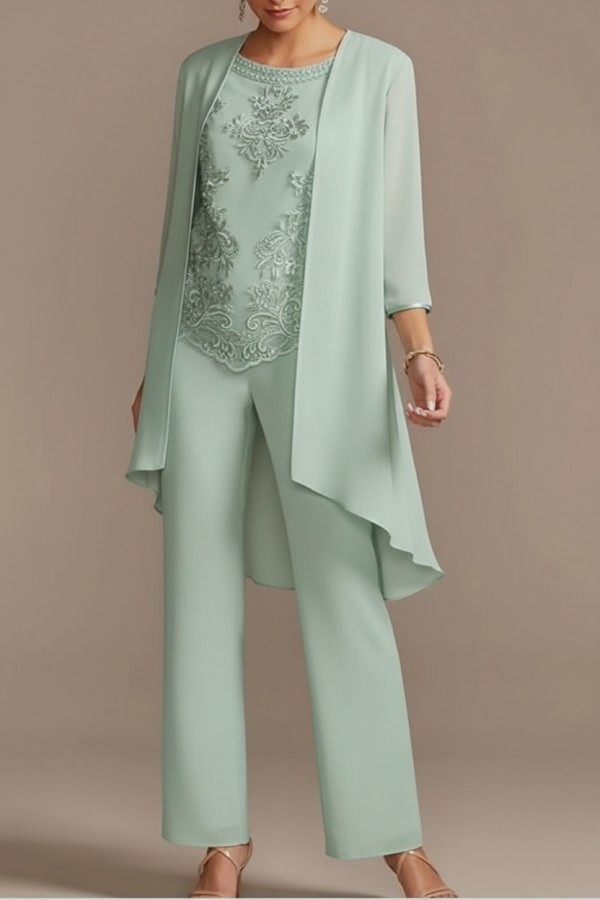 Designer Brautmutter Hoesenanzug | Brautmutterkleider Chiffon 3 Teilig