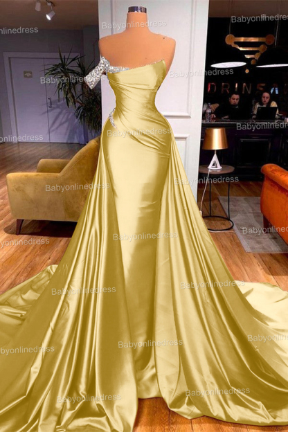 Schöne Abendkleider Gold | Abiballkleider Lang Günstig