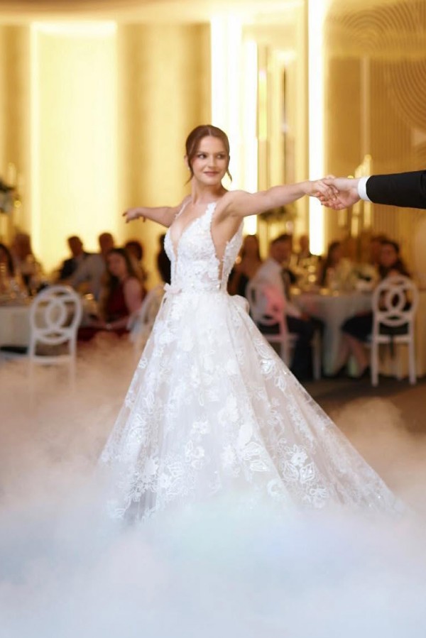 Boho Hochzeitskleid V Ausschnitt A Linie Brautkleider Spitze