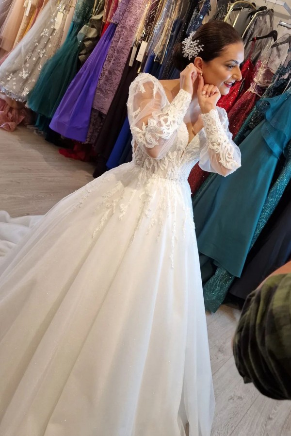 Prinzessin Hochzeitskleider Spitze | Brautkleider mit Ärmel