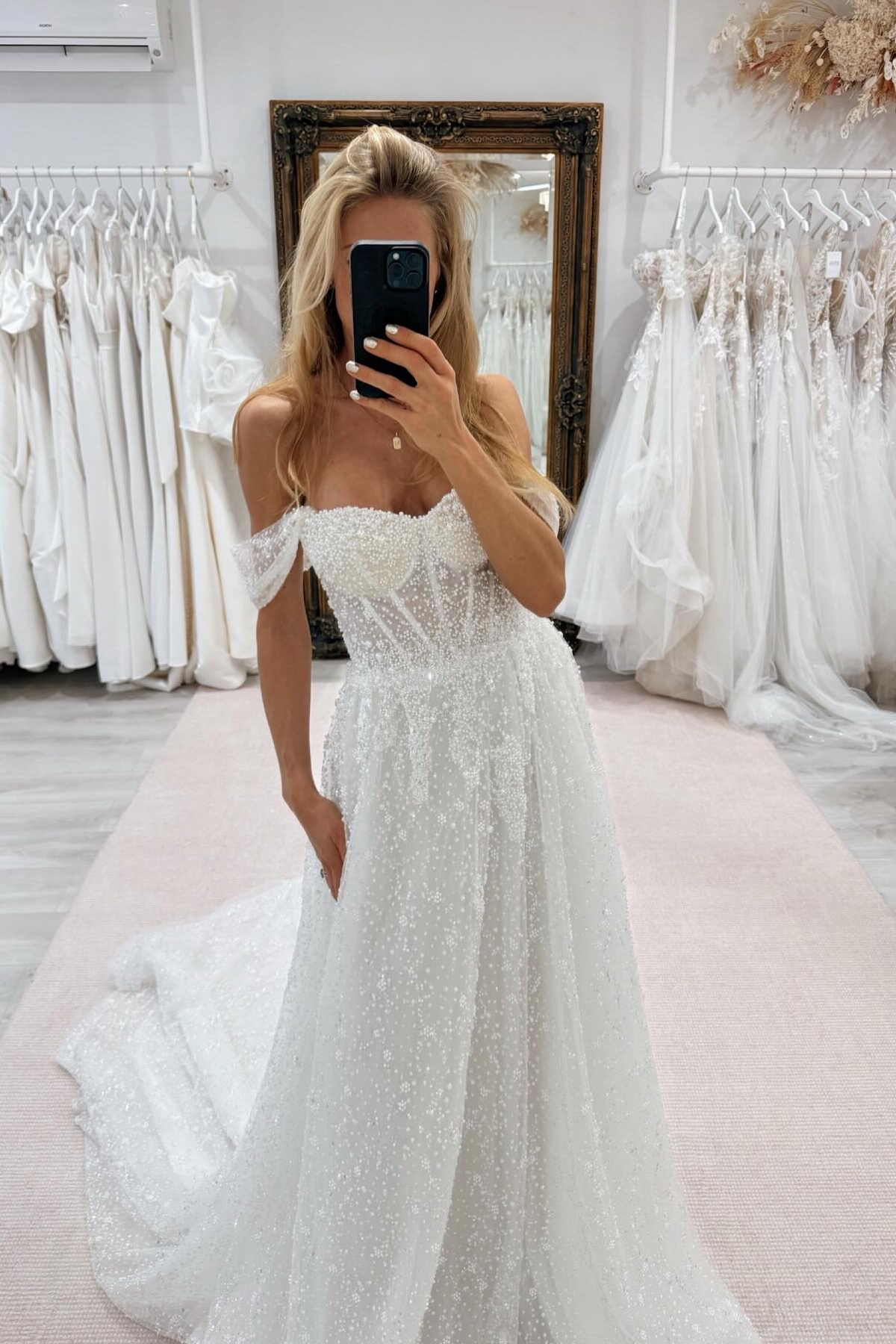 Modest Brautkleider A Linie Glitzer Spitze Hochzeitskleider Günstig