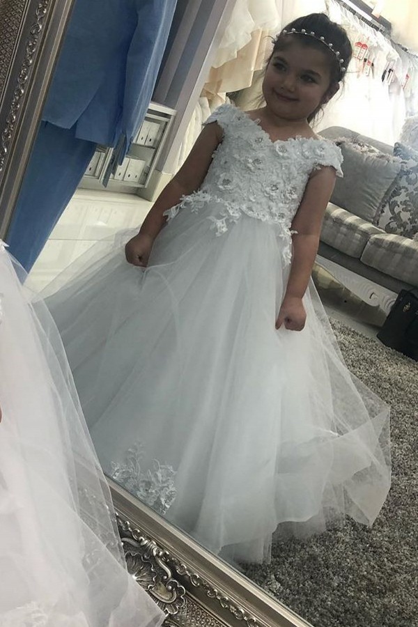 Hochzeitskleider für Kinder in Weiß | Blumenmädchen Kleid Günstig-babyonlinedressde