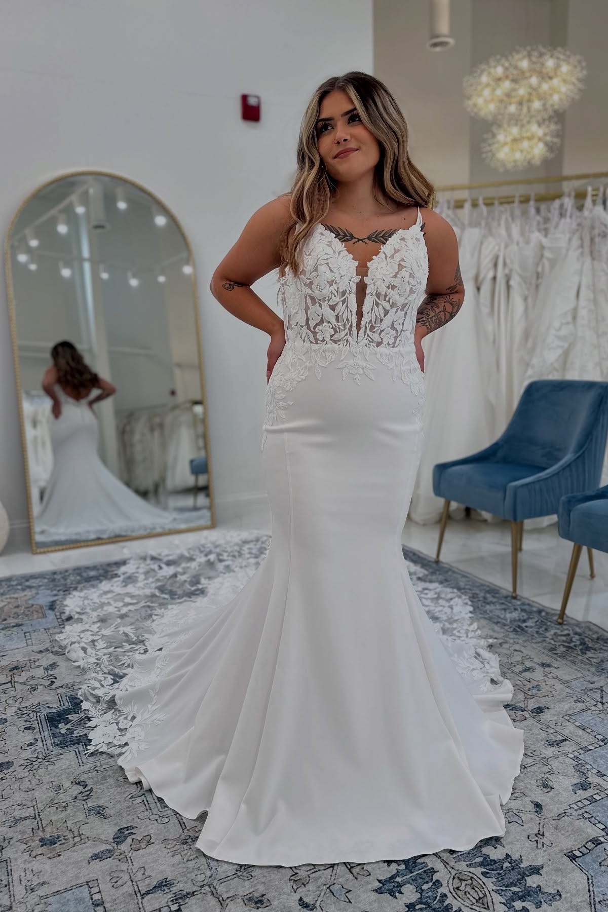 Günstige Hochzeitskleider mit Spitze Brautkleider Meerjungfrau Stil