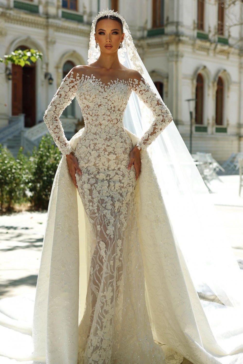 Elegante Hochzeitskleider Spitze mit Ärmel Brautkleider Günstig Online