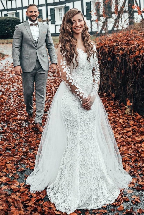 Hochzeitskleid Langarm | Brautkleider Spitze Günstig