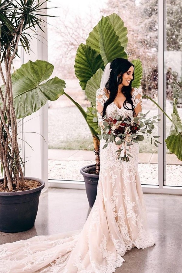 Brautkleid Meerjungfrau Spitze | Hochzeitskleider Lange Ärmel