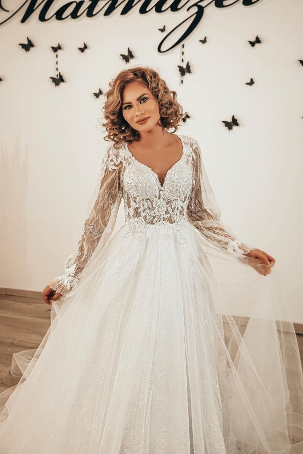 Designer Hochzeitskleider Spitze | Boho Brautkleider mit Ärmel-babyonlinedressde