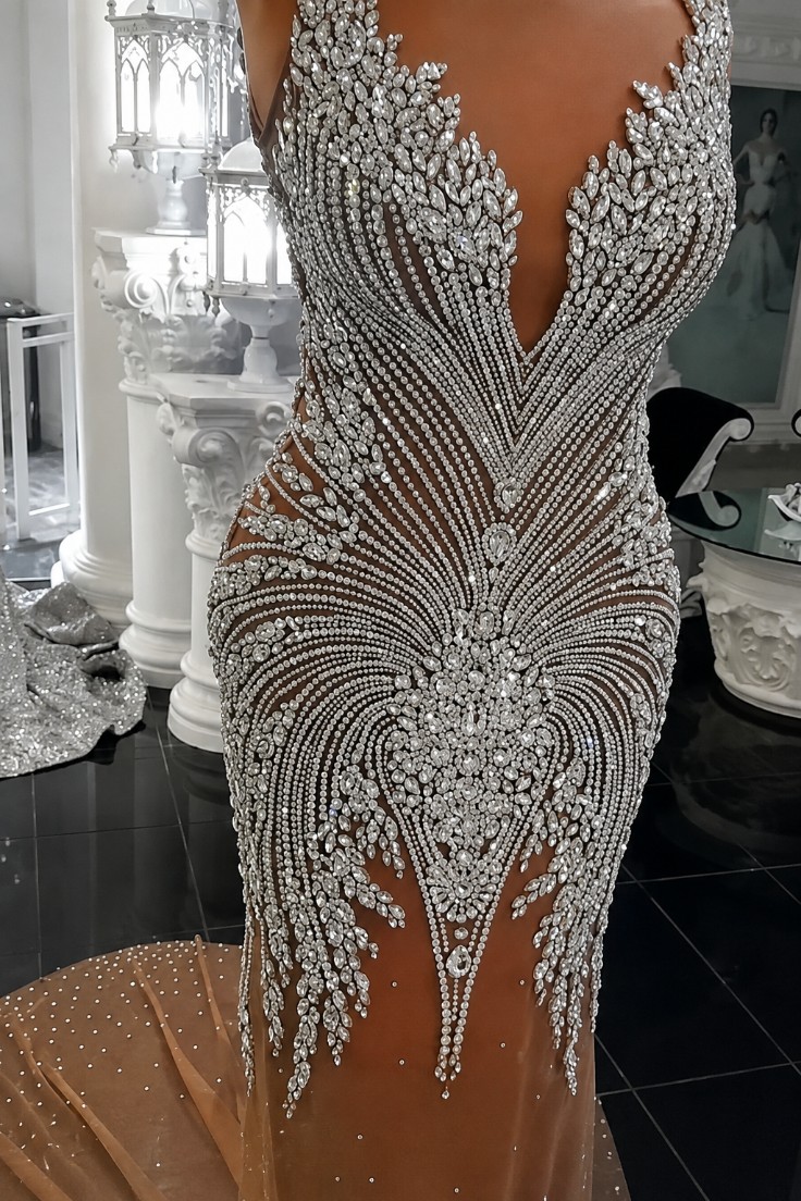 Luxus Abendkleider Lang | Kristall Abendmoden Abiballkleid Online