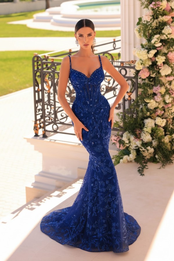 Designer Abendkleider Lang Spitze | Abiballkleider mit Glitzer