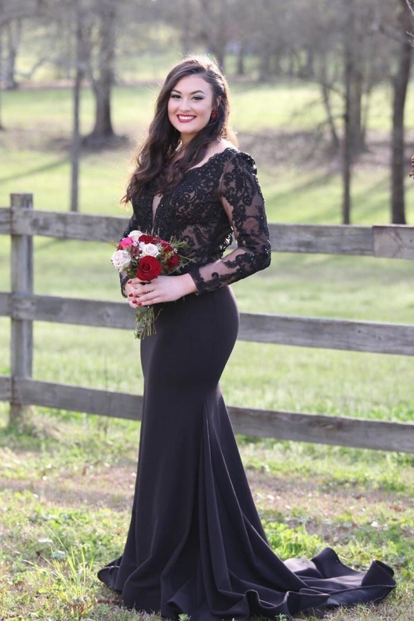 Abendkleid Schwarz Lang | Abendkleider mit Ärmel