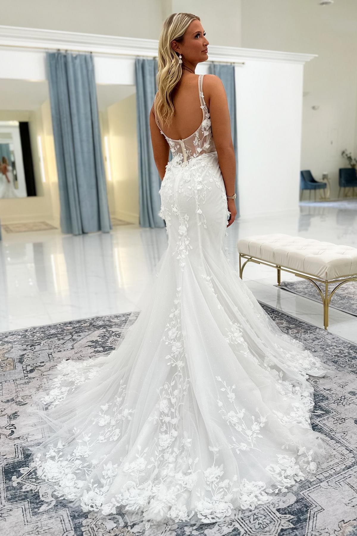 Fashion Brautkleid Spitze Meerjungfrau Hochzeitskleider Günstig Mit Glitzer-babyonlinedressde