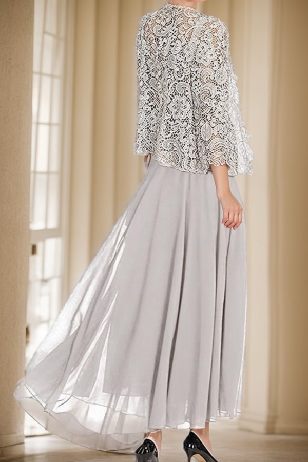 Mint Grüne Brautmutterkleider Lang Chiffon Kleid für Brautmutter mit Jacke-babyonlinedressde