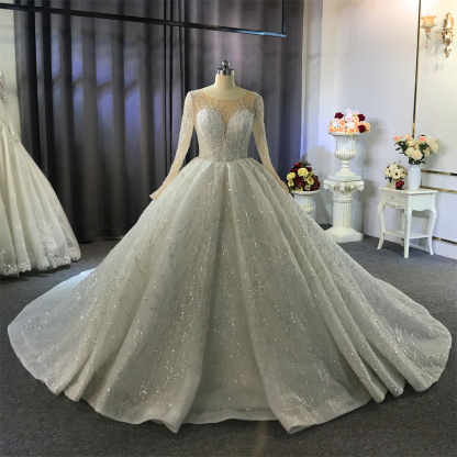 Extravagante Brautkleider Prinzessin | Hochzeitskleider Glitzer mit Ärmel