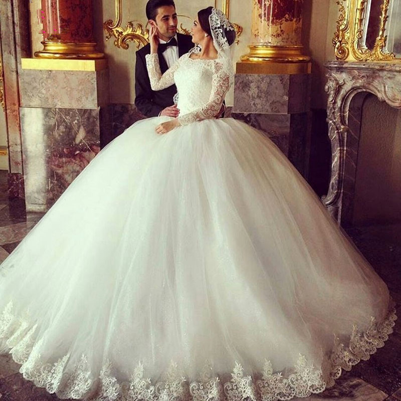 Hochzeitskleid Lange Ärmel | Brautkleider Prinzessin mit Spitze