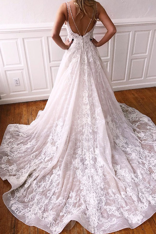 Elegante Brautkleider A linie | Spitze Hochzeitskleider Günstig Online-babyonlinedressde