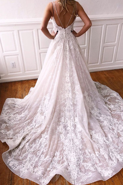 Elegante Brautkleider A linie | Spitze Hochzeitskleider Günstig Online-babyonlinedressde