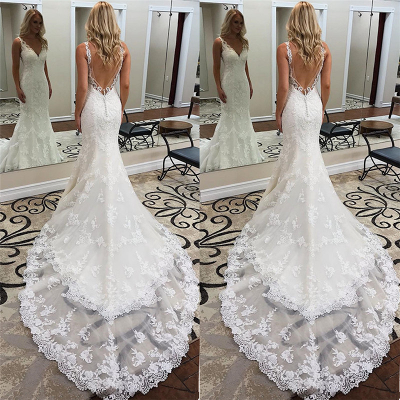Designer Brautkleid Meerjungfrau | Hochzeitskleider Mit Spitze Rückenfrei