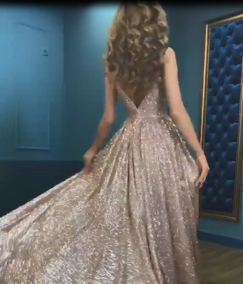 Schlichtes Abendkleid Günstig | Abendkleider Lang mit Glitzer