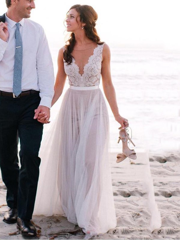 Schlichte Strand Brautkleider Mit Spitze Etuikleider Bodenlang Hochzeitskleider Online