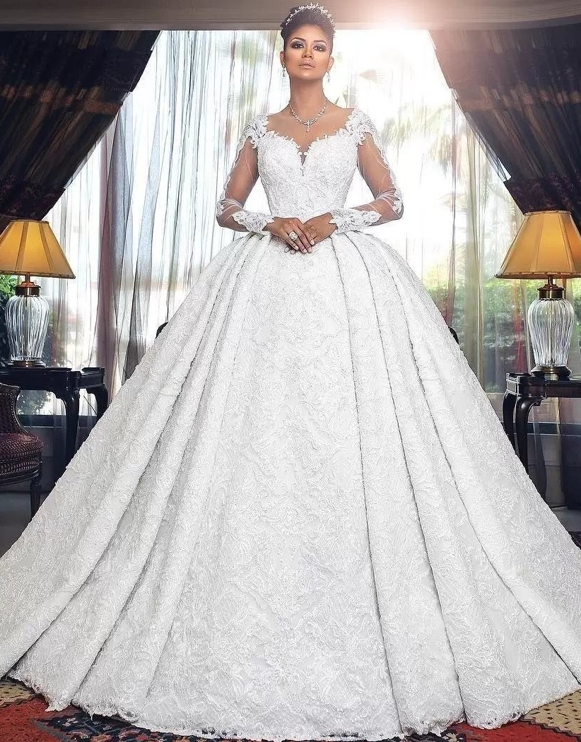 Luxury A-line Lace Wedding Dresses with Sleeves - babyonlinedressde
