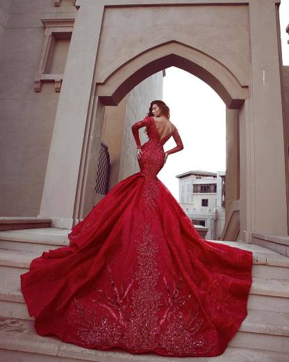Fashion Rote Abendkleider Lang Günstig | Abendkleid Mit Ärmel