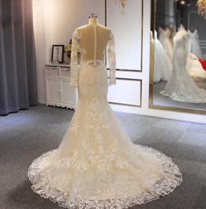 Elegante Brautkleider mit Ärmel | A Linie Hochzeitskleider Mit Spitze