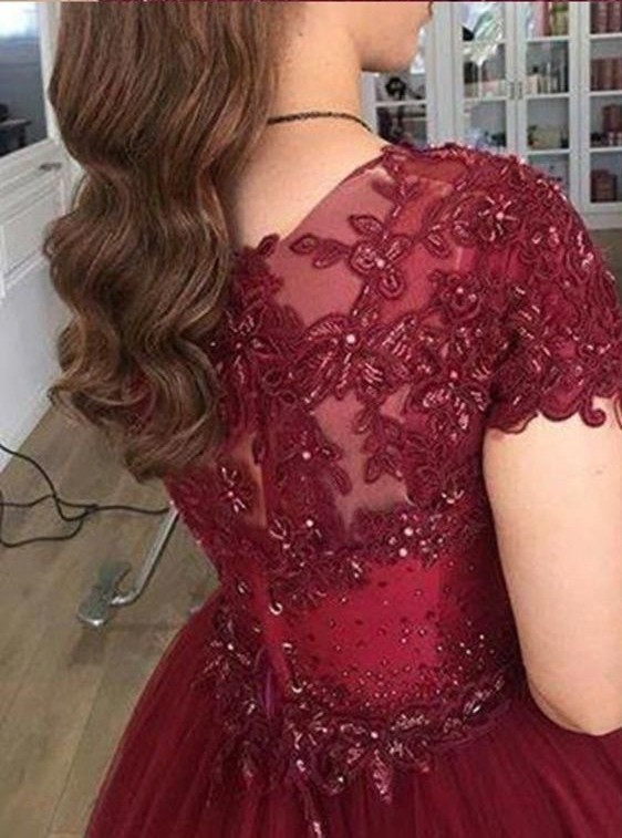 Modern Prinzessin Brautkleider Weinrot | Spitze Hochzeitskleider Günstig Online