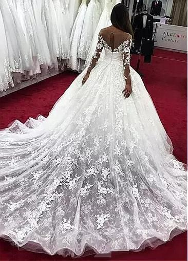 Fashion Brautkleider Mit Ärmel | Günstige Hochzeitskleider Spitze Prinzessin