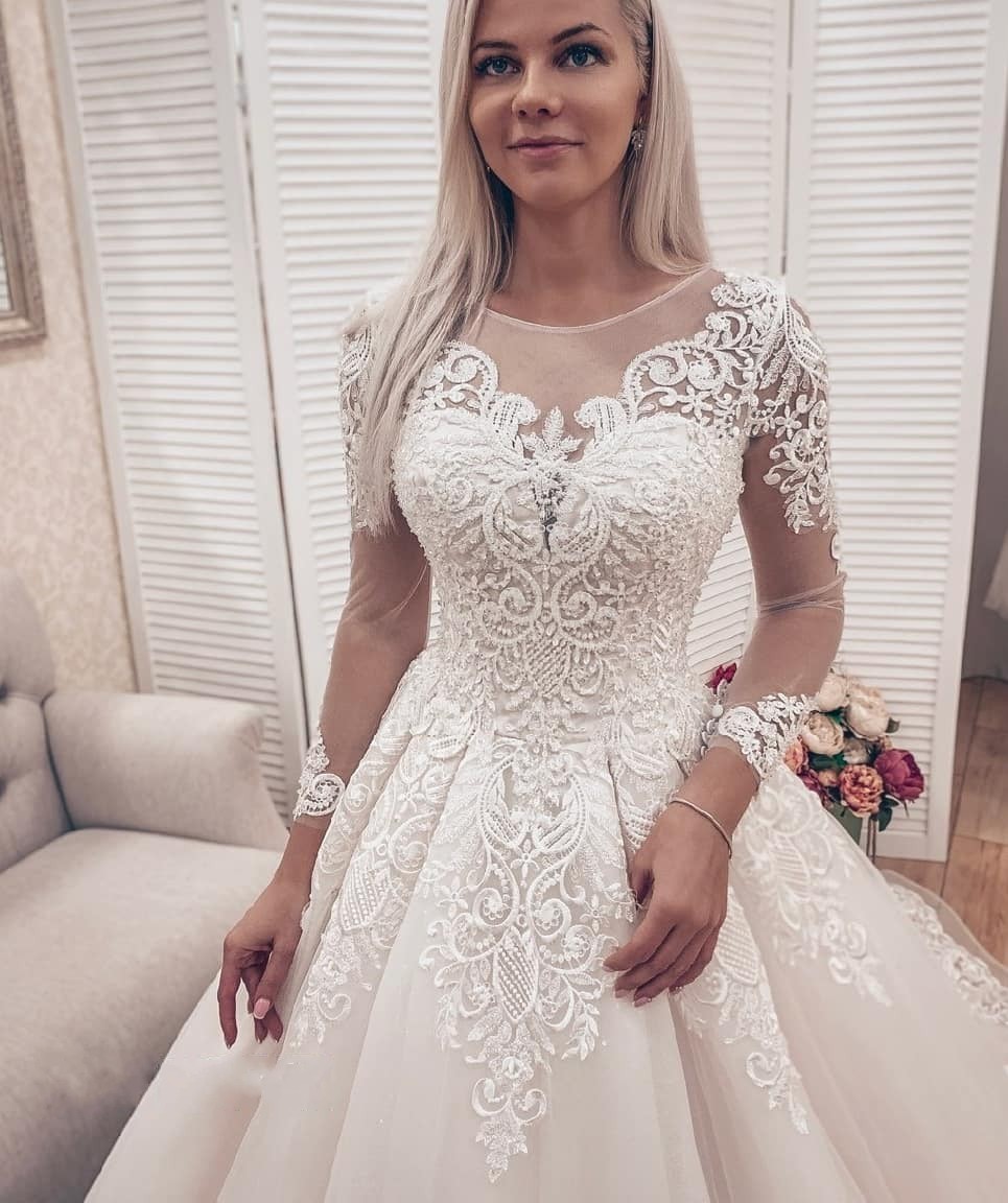 Modern Brautkleider A Linie Mit Ärmel | Hochzeitskleider Spitze Online
