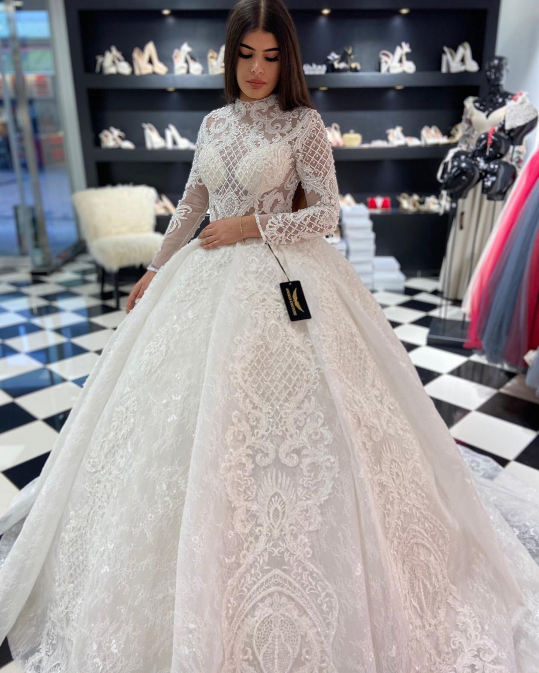 Modern Brautkleider mit Ärmel | Spitze Hochzeitskleider Prinzessin