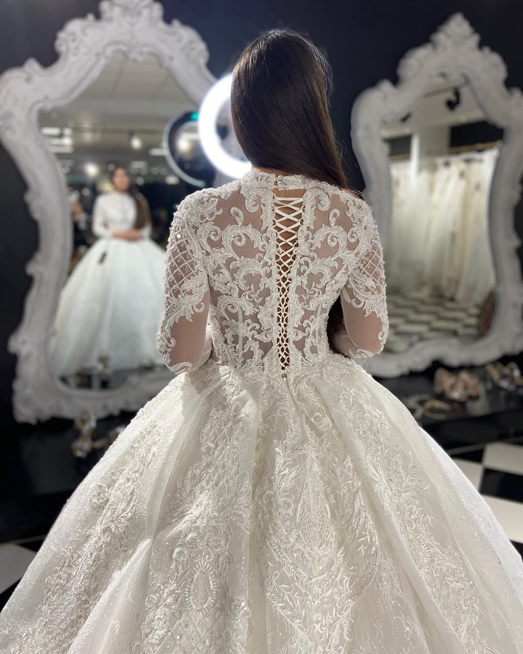 Modern Brautkleider mit Ärmel | Spitze Hochzeitskleider Prinzessin