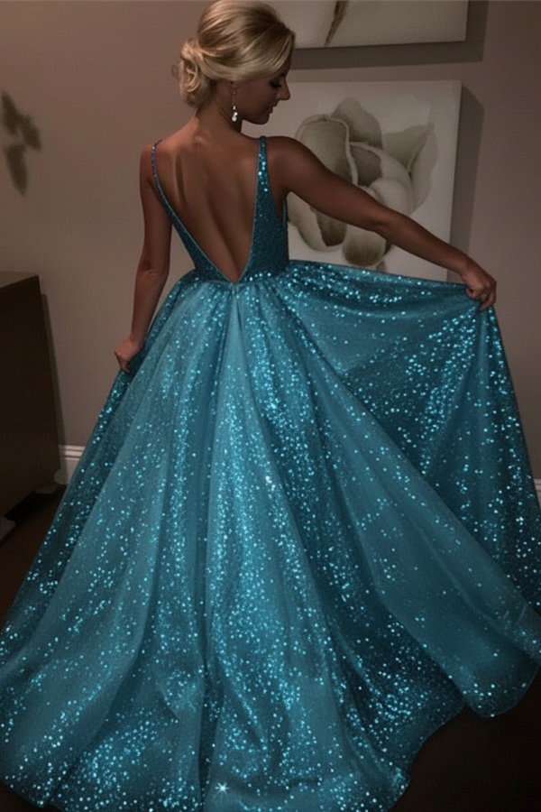 Elegante Abendkleider Lang Weiß Pailletten A Line Abiballkleider Günstig Online