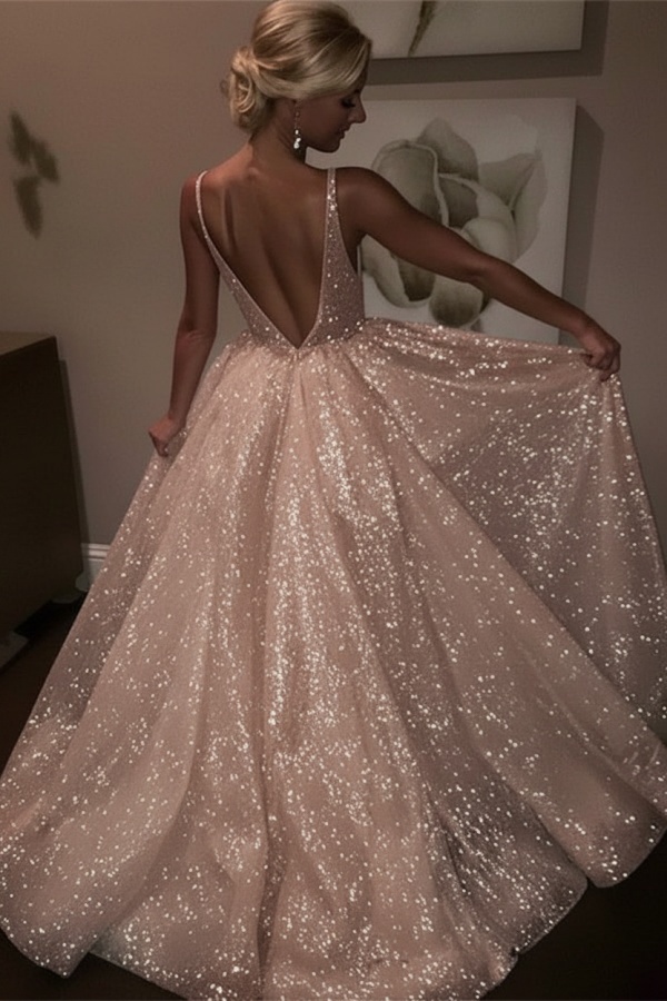 Elegante Abendkleider Lang Weiß Pailletten A Line Abiballkleider Günstig Online