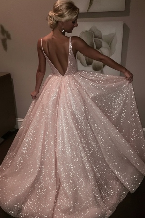 Elegante Abendkleider Lang Weiß Pailletten A Line Abiballkleider Günstig Online