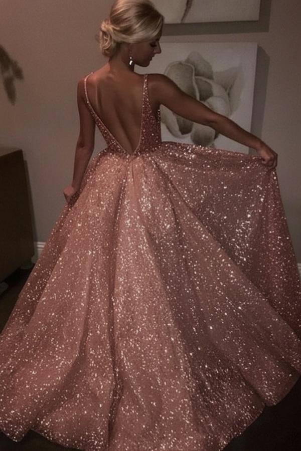 Elegante Abendkleider Lang Weiß Pailletten A Line Abiballkleider Günstig Online
