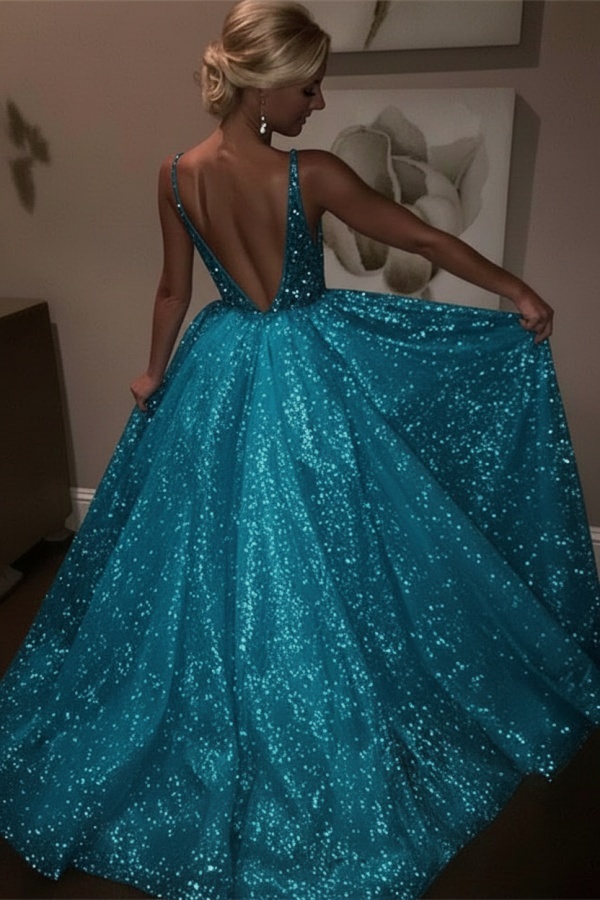 Elegante Abendkleider Lang Weiß Pailletten A Line Abiballkleider Günstig Online