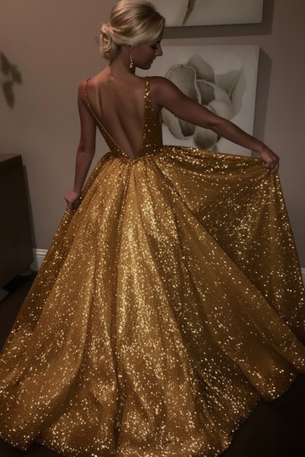 Elegante Abendkleider Lang Weiß Pailletten A Line Abiballkleider Günstig Online