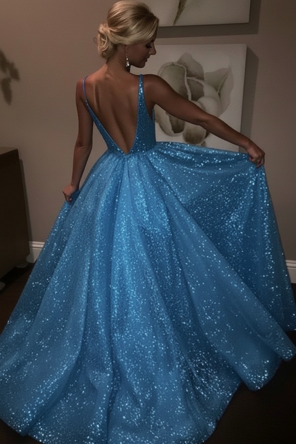 Elegante Abendkleider Lang Weiß Pailletten A Line Abiballkleider Günstig Online