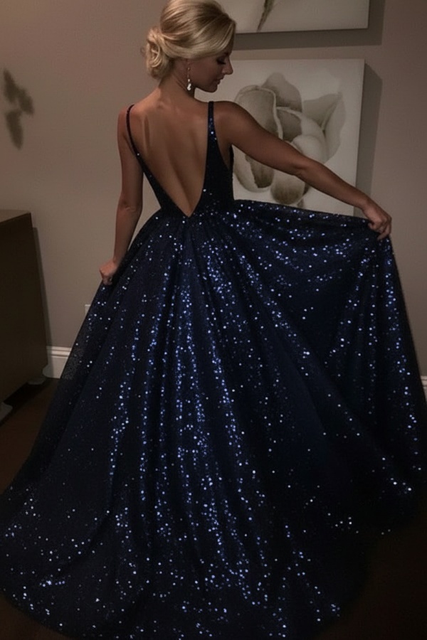 Elegante Abendkleider Lang Weiß Pailletten A Line Abiballkleider Günstig Online