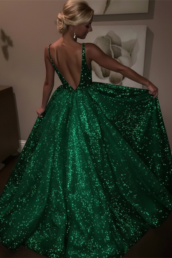 Elegante Abendkleider Lang Weiß Pailletten A Line Abiballkleider Günstig Online
